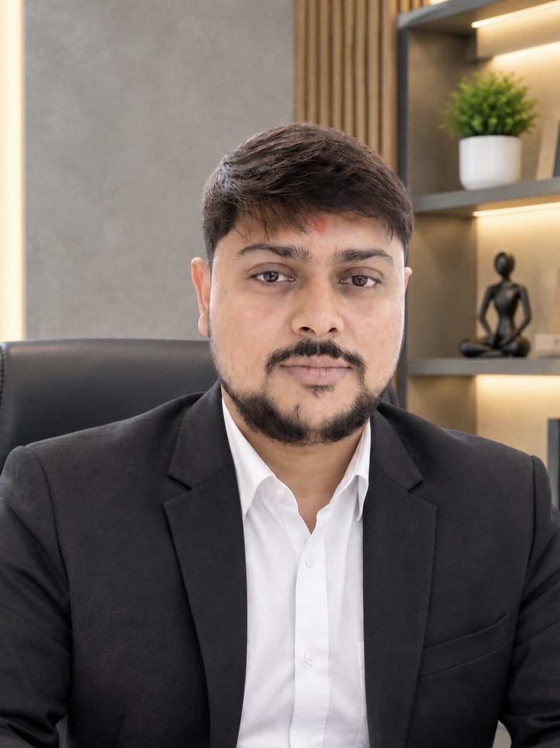 Yogesh Patel, Chief Executive Officer of Sarvamangal, wearing a black suit